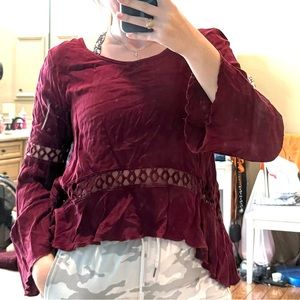 Burgundy Flowy Top